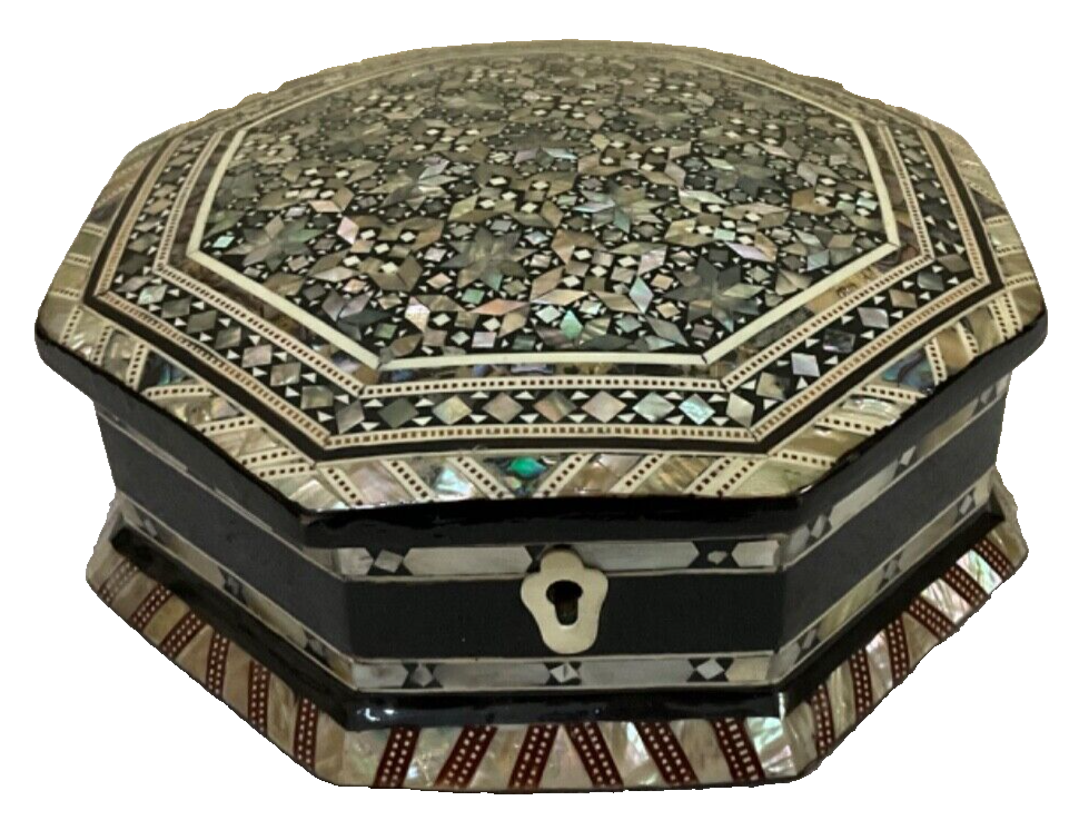 Handmade Wooden Jewelry Box Wood Trinket Storage Wood Box Mother of Pearl Inlay