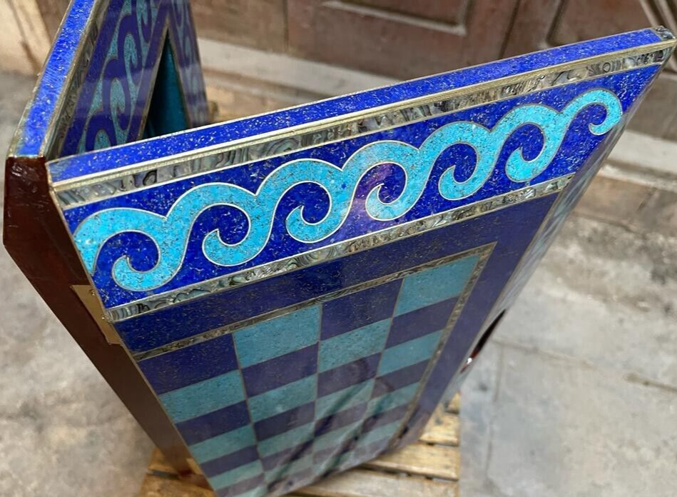 Handmade, Wooden Backgammon Board, Wood Chess Board, Mother of Pearl Inlay 21.6" - Laila Hand Made Gifts