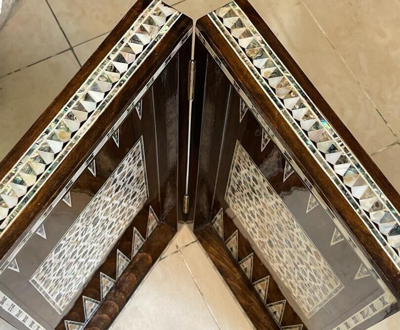 Handmade, Wooden Backgammon Board, Wood Chess Board, Mother of Pearl Inlay (20")