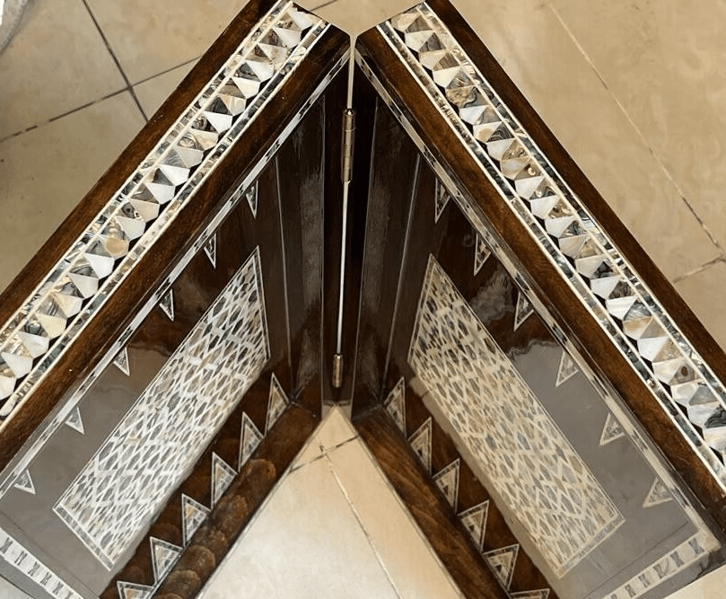Handmade, Wooden Backgammon Board, Wood Chess Board, Mother of Pearl Inlay (20") - Laila Hand Made Gifts