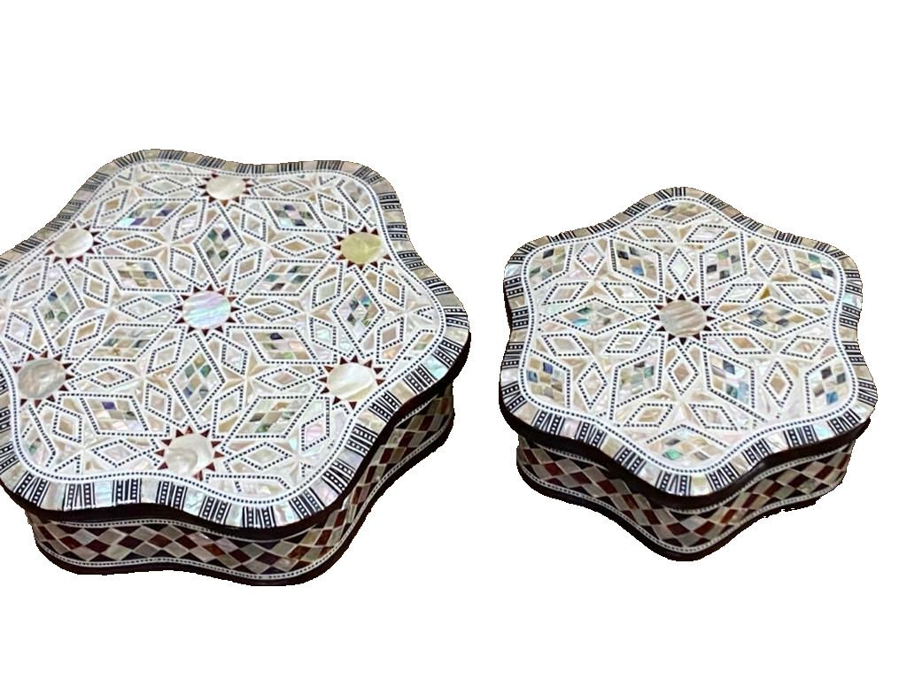 Handmade Wooden Jewelry Box Wood Trinket Storage Wood Box Mother of Pearl Inlay