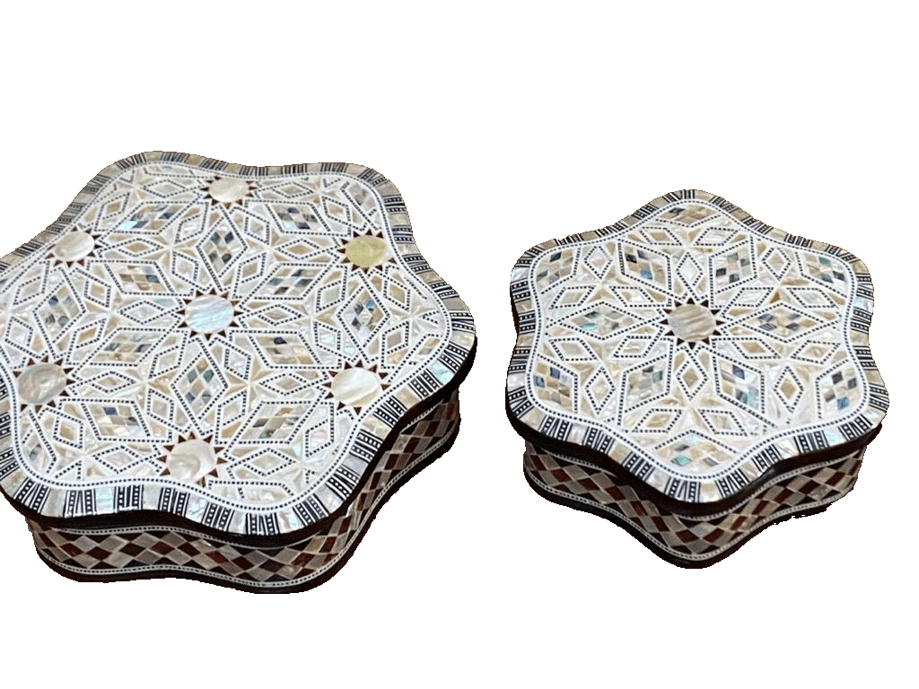 Handmade Wooden Jewelry Box Wood Trinket Storage Wood Box Mother of Pearl Inlay - Laila Hand Made Gifts