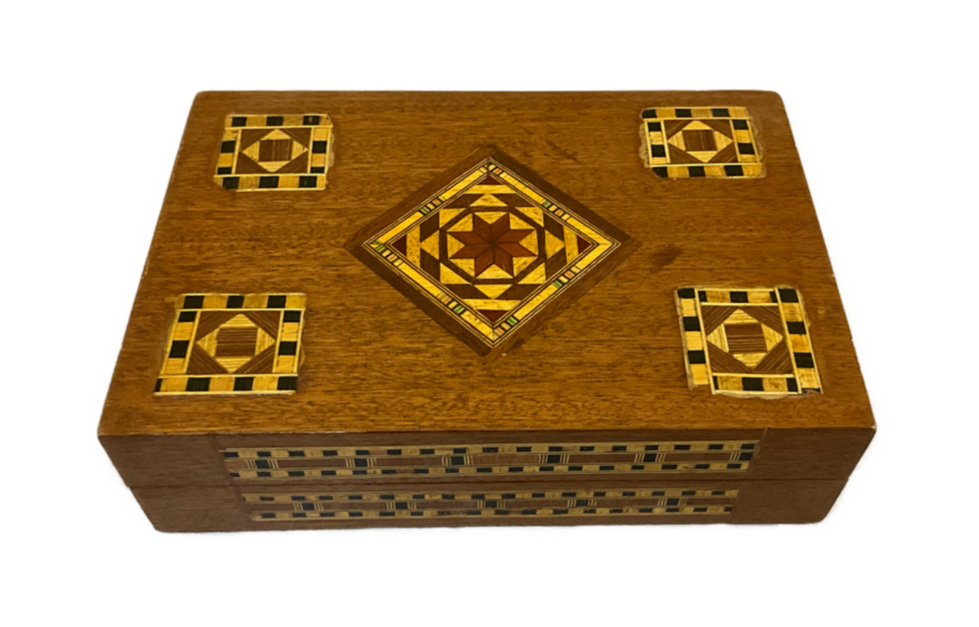 Handmade Wooden Jewelry Box Wood Trinket Storage Wood Box Marquetry Mosaic Inlay