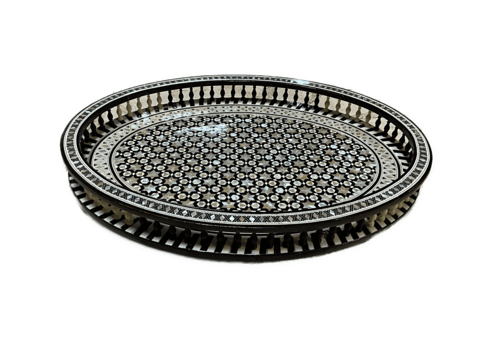 Antique Handmade Serving wood Tray inlaid Mother of Pearl (20"x14.8") - Laila Hand Made Gifts