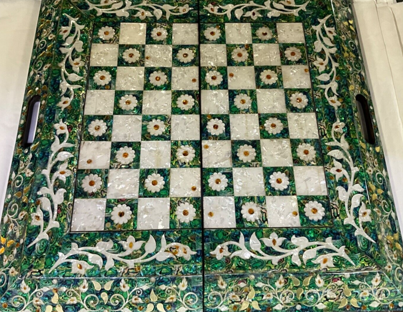 Handmade, Wooden Backgammon Board, Wood Chess Board, Game Board, Mother of Pearl