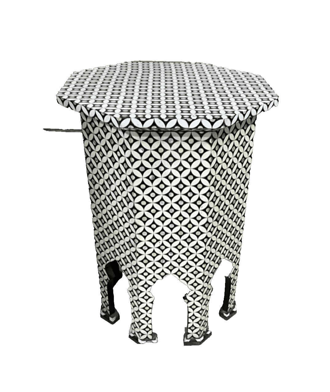 Handmade Wooden End Table Carving Wood Table Home Decor Mother of Pearl Inlay - Laila Hand Made Gifts