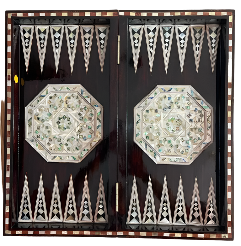 Handmade, Wooden Backgammon Board, Wood Chess Board, Mother of Pearl Inlay (21")