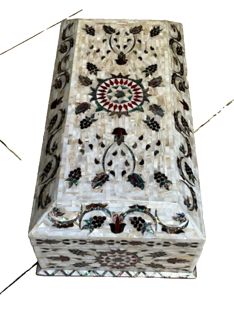 Handmade Wooden Jewelry Box Wood Trinket Storage Wood Box Mother of Pearl Inlay