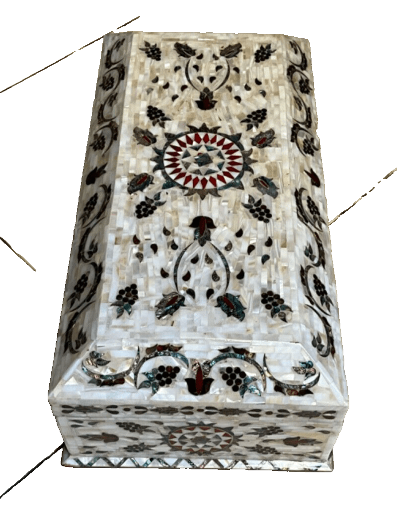 Handmade Wooden Jewelry Box Wood Trinket Storage Wood Box Mother of Pearl Inlay - Laila Hand Made Gifts