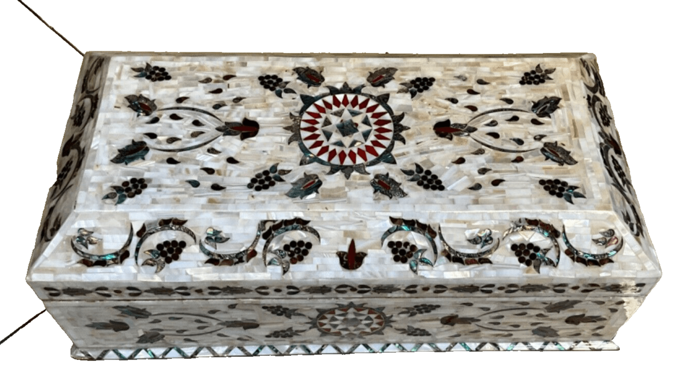 Handmade Wooden Jewelry Box Wood Trinket Storage Wood Box Mother of Pearl Inlay - Laila Hand Made Gifts