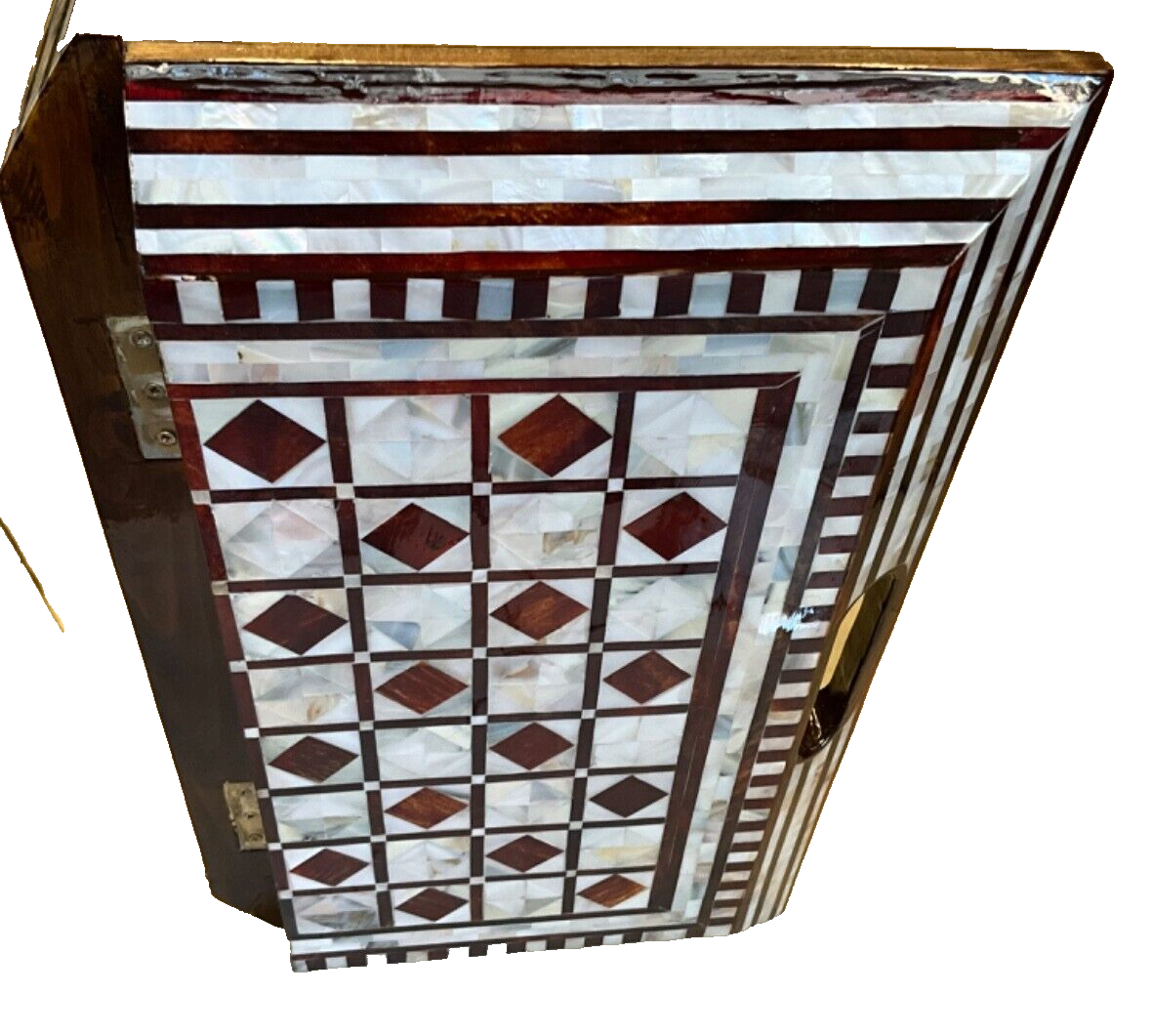 Handmade, Wood Backgammon Board, Wood Chess Board, Game Board Inlaid Shell (17")