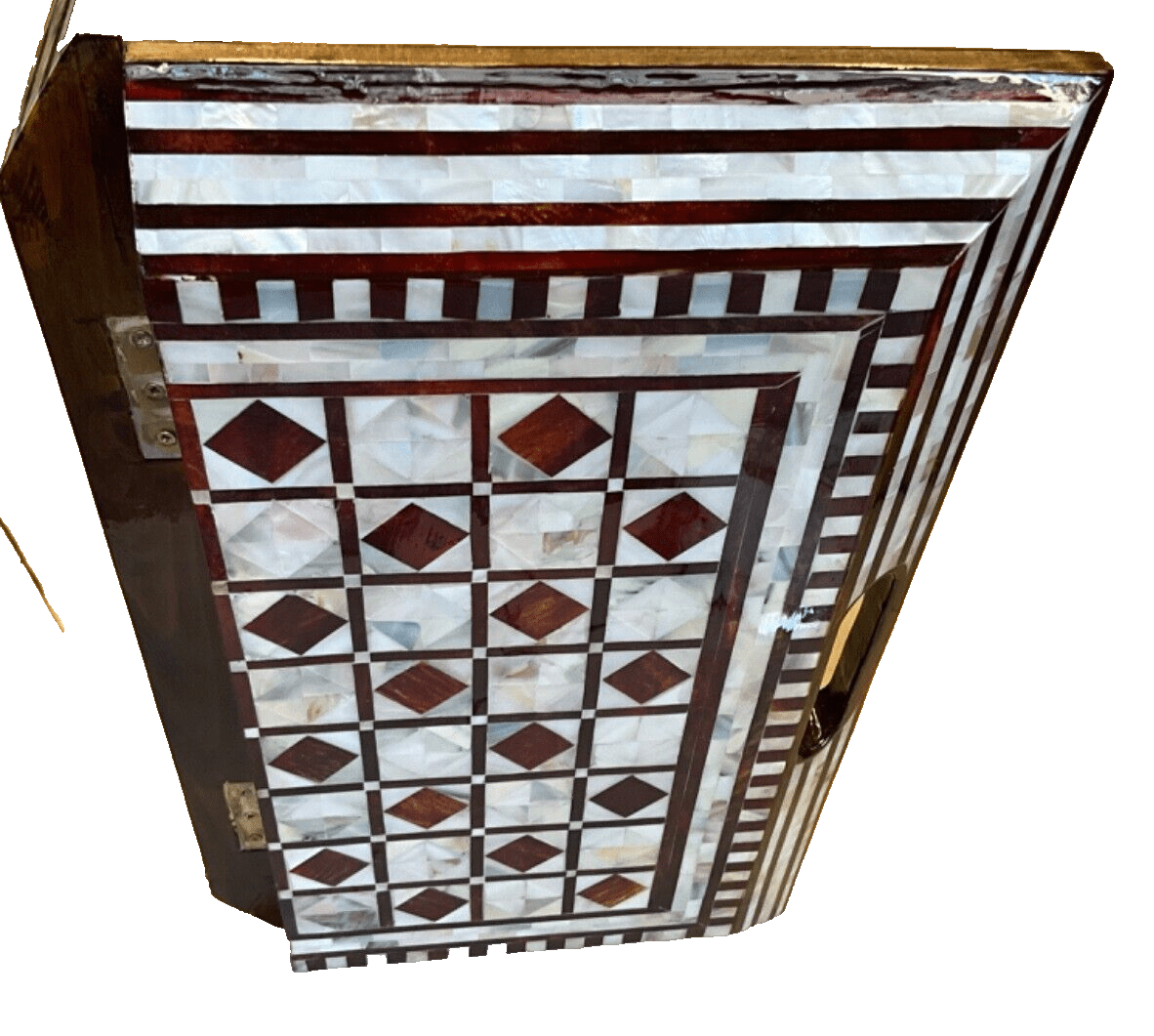 Handmade, Wood Backgammon Board, Wood Chess Board, Game Board Inlaid Shell (17") - Laila Hand Made Gifts