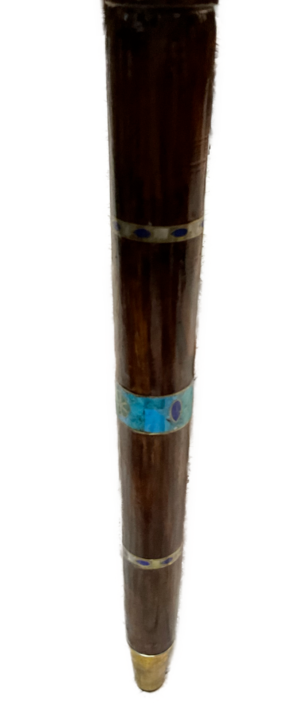 Handmade Wooden End Table Carving Wood Table Home Decor Mother of Pearl Inlay