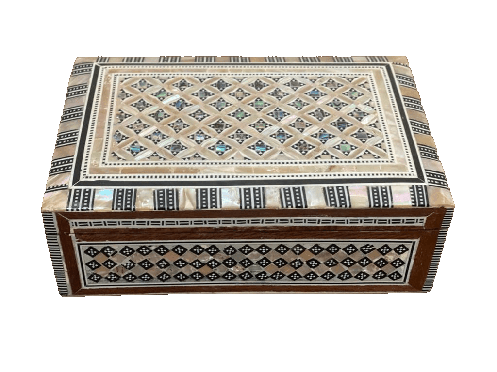 Handmade Wooden Jewelry Box Wood Trinket Storage Wood Box Mother of Pearl Inlay - Laila Hand Made Gifts