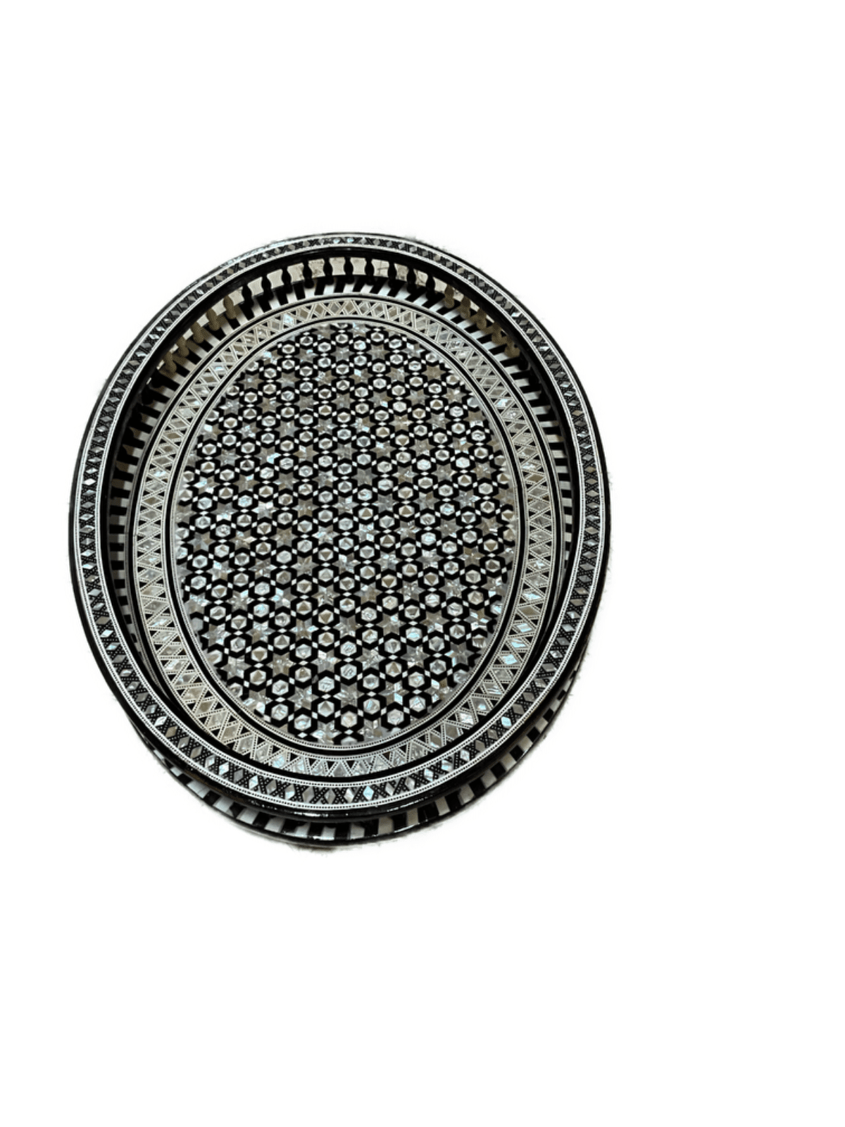 Antique Handmade Serving wood Tray inlaid Mother of Pearl (20"x14.8") - Laila Hand Made Gifts