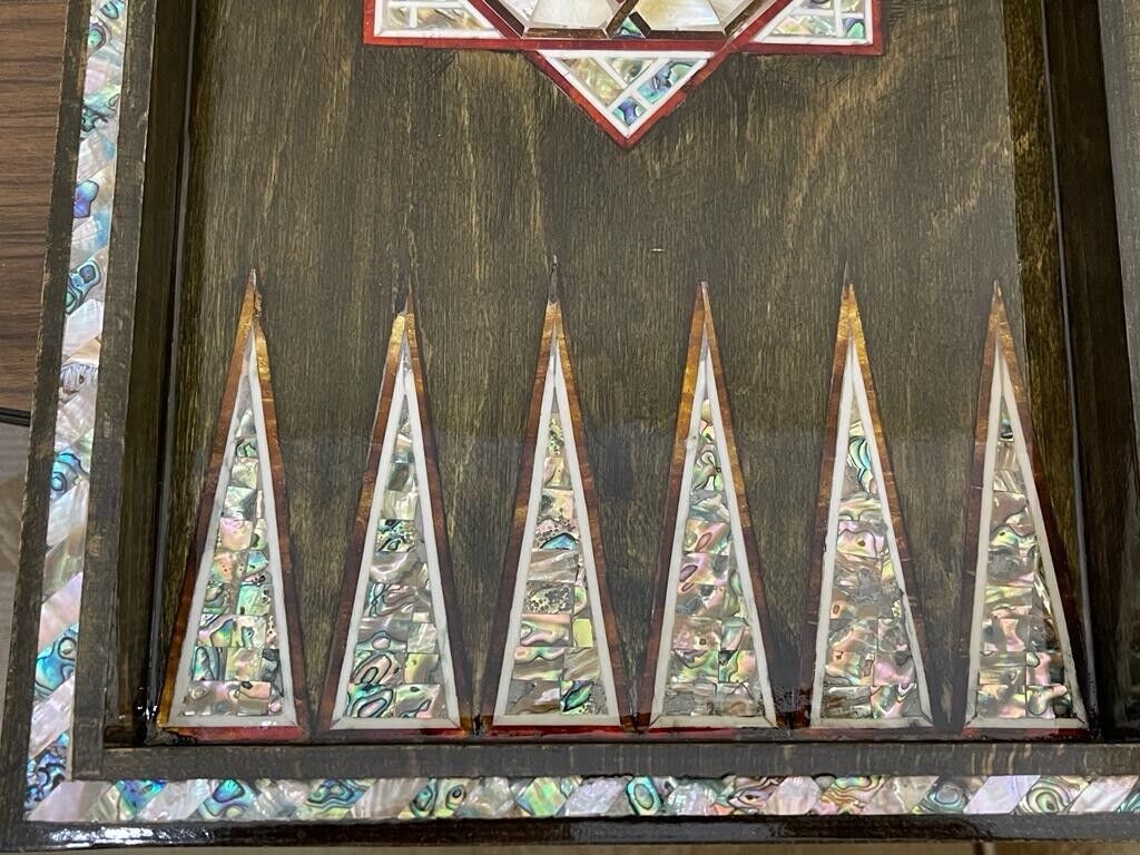 Handmade, Wooden Backgammon Board, Wood Chess Board, Mother of Pearl Inlay (21")