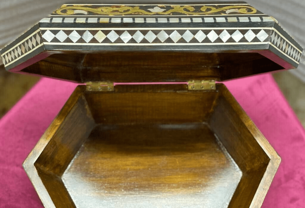 Handmade Wooden Jewelry Box Wood Trinket Storage Wood Box Mother of Pearl Inlay - Laila Hand Made Gifts