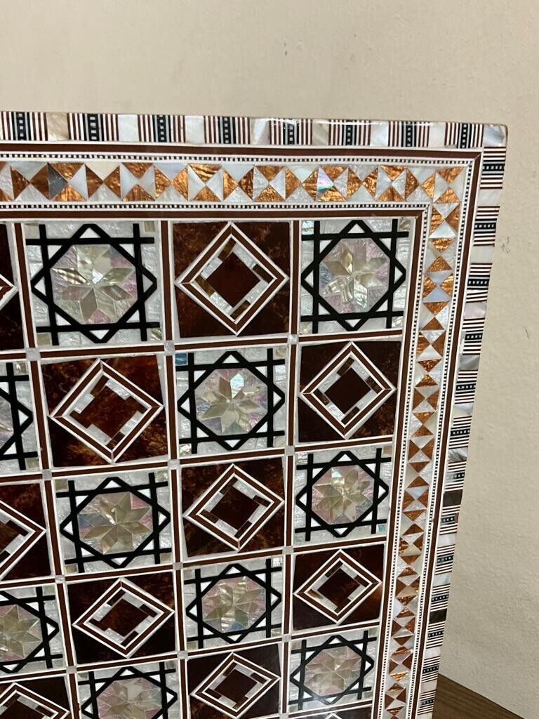 Handmade, Wood Backgammon Board, Game Board, Inlaid Mother Of Pearl (16.8") - Laila Hand Made Gifts