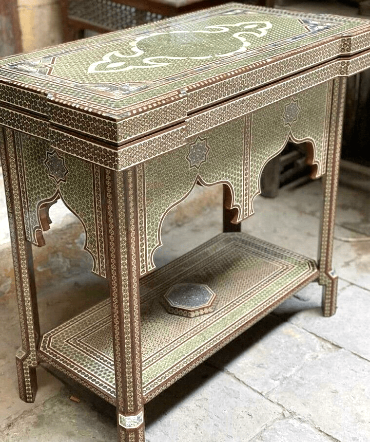 Handmade Game Table Chess Backgammon Board Mother of Pearl Inlay, Board Game - Laila Hand Made Gifts