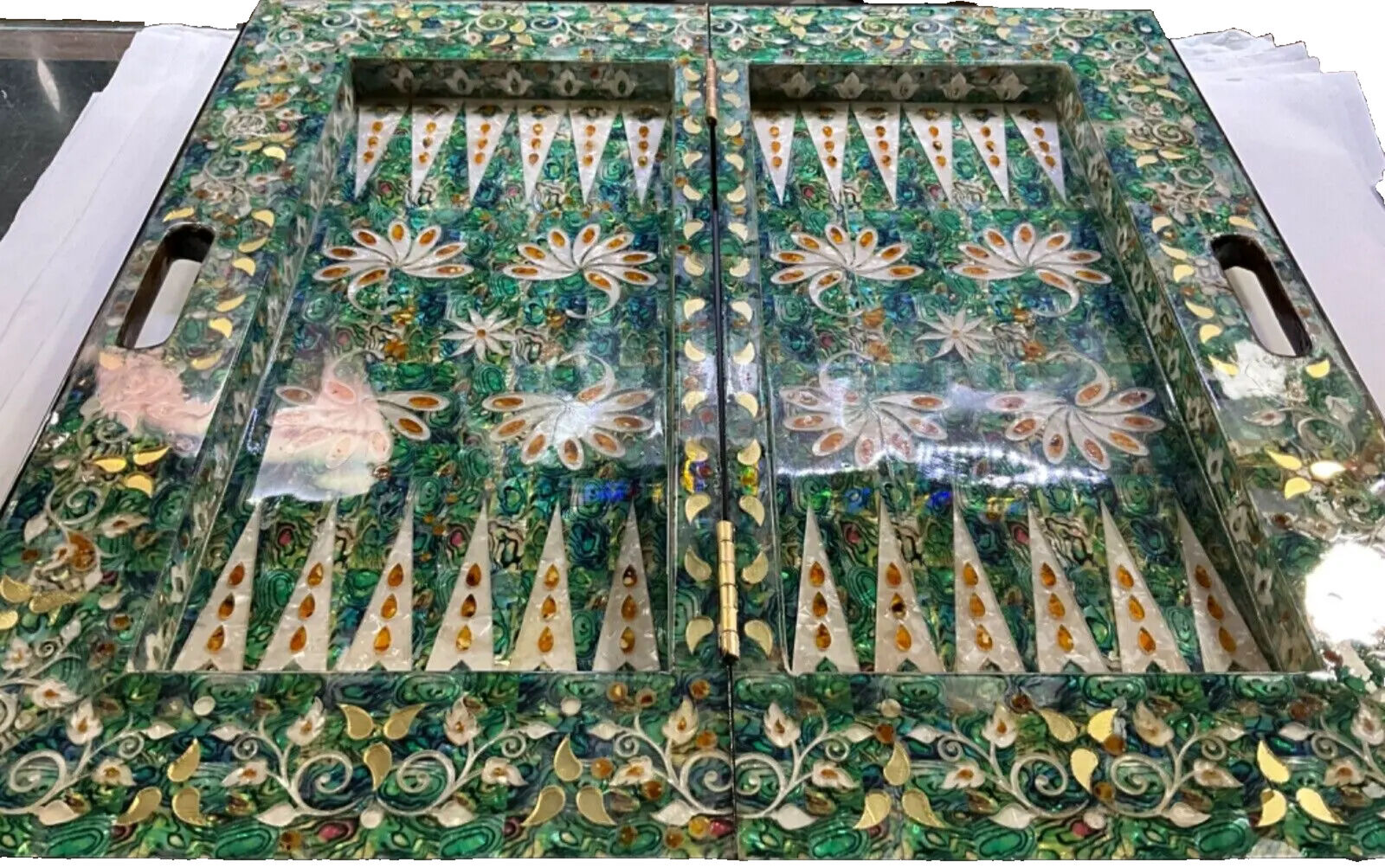 Handmade, Wooden Backgammon Board, Wood Chess Board, Game Board, Mother of Pearl