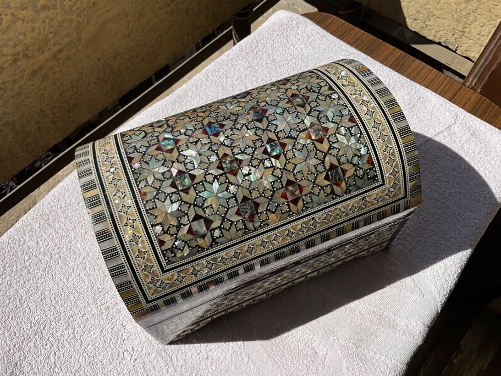 Handmade Wooden Jewelry Box Wood Trinket Storage Wood Box Mother of Pearl Inlay