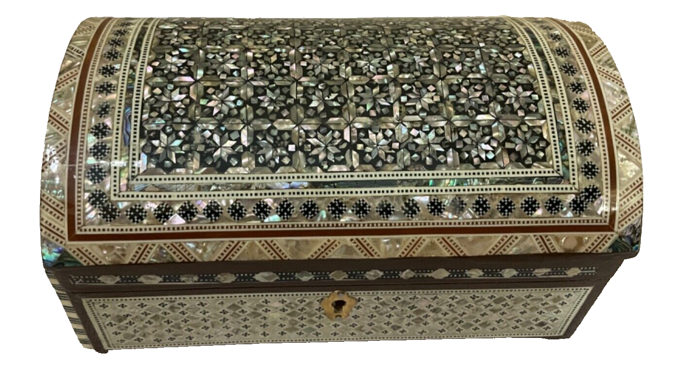 Handmade Wooden Jewelry Box Wood Trinket Storage Wood Box Mother of Pearl Inlay