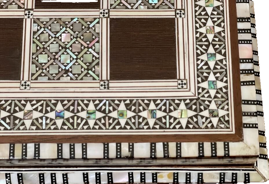 Handmade, Wood Chess Board, Chess Set, Game Board, Inlaid Mother of Pearl (16")