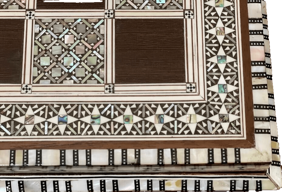 Handmade, Wood Chess Board, Chess Set, Game Board, Inlaid Mother of Pearl (16") - Laila Hand Made Gifts