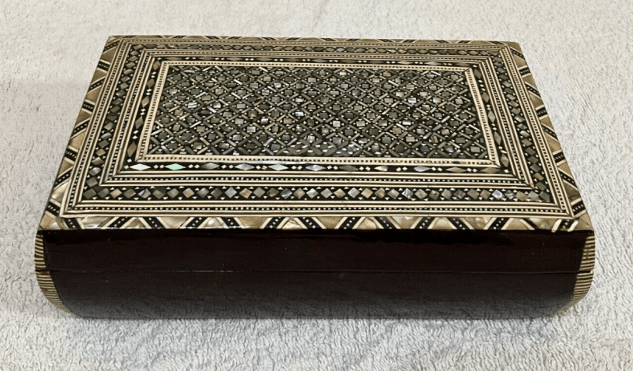 Handmade Wooden Jewelry Box Wood Trinket Storage Wood Box Mother of Pearl Inlay - Laila Hand Made Gifts
