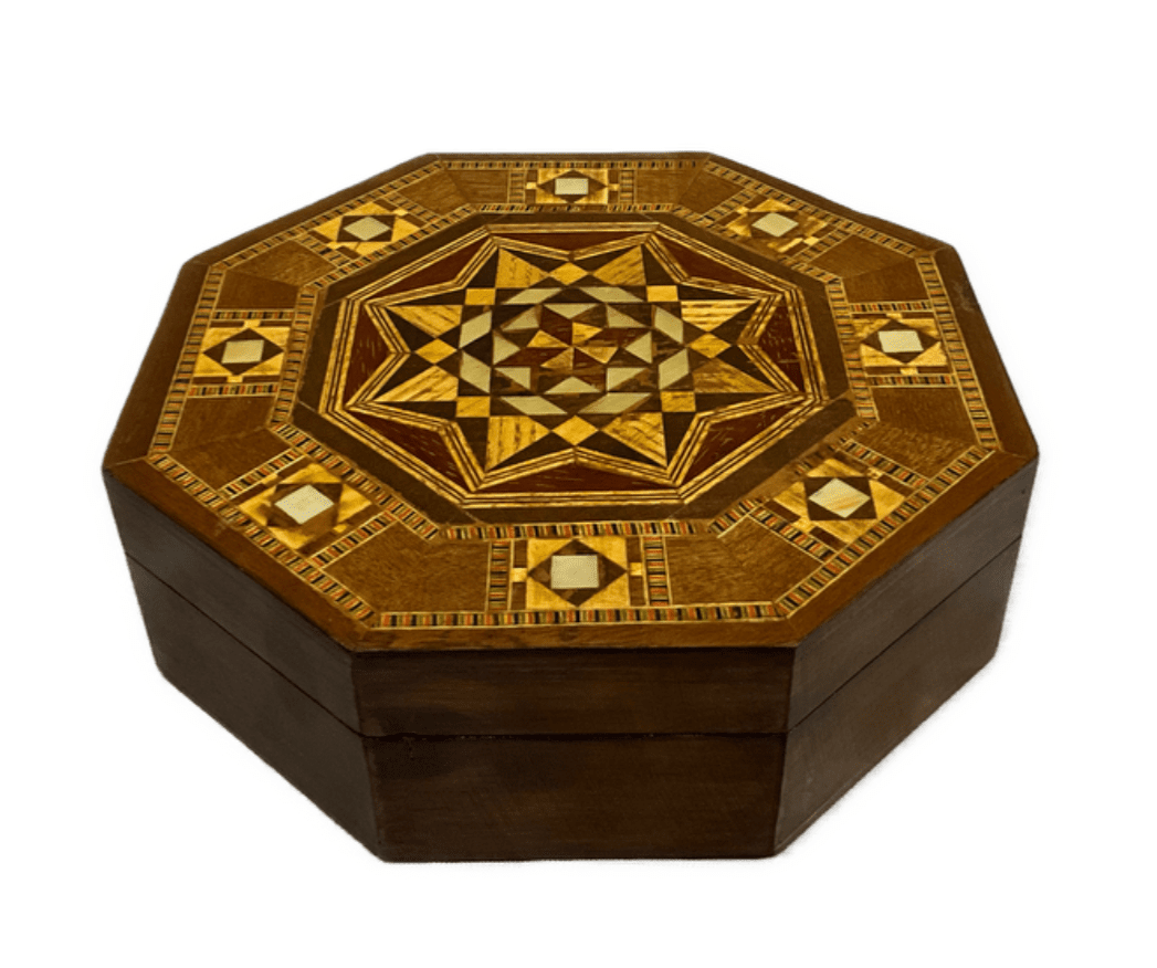 Handmade Wooden Jewelry Box Wood Trinket Storage Wood Box Marquetry Mosaic Inlay - Laila Hand Made Gifts