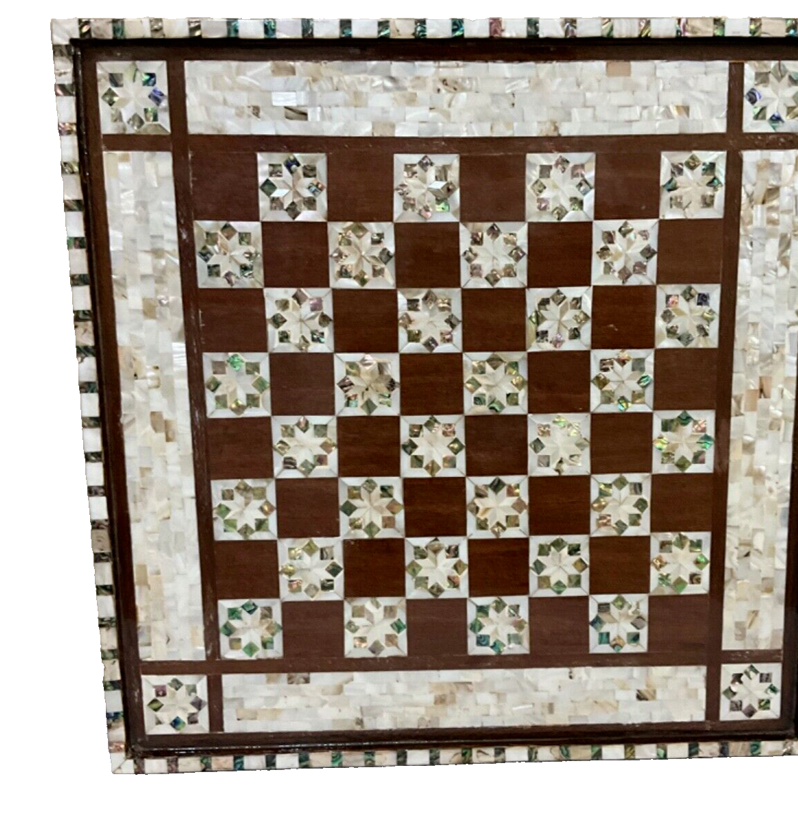 Handmade Wooden Chess Board, Wood Chess Board, Game Board, Mother of Pearl Inlay