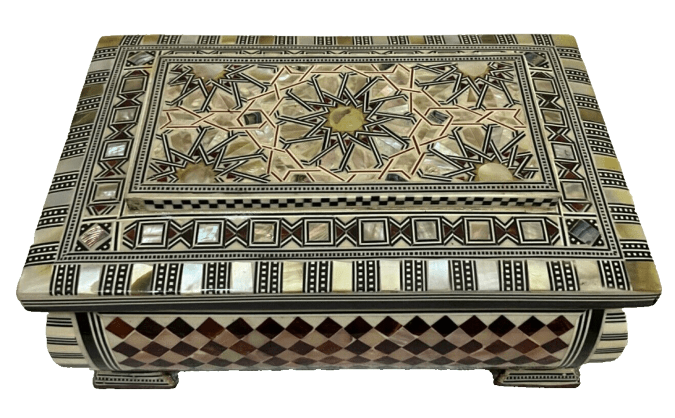 Handmade Wooden Jewelry Box Wood Trinket Storage Wood Box Mother of Pearl Inlay - Laila Hand Made Gifts