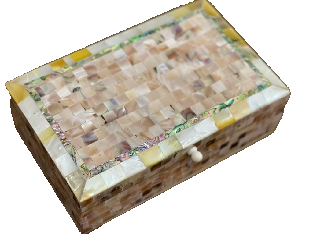Handmade Wooden Jewelry Box Wood Trinket Storage Wood Box Mother of Pearl Inlay