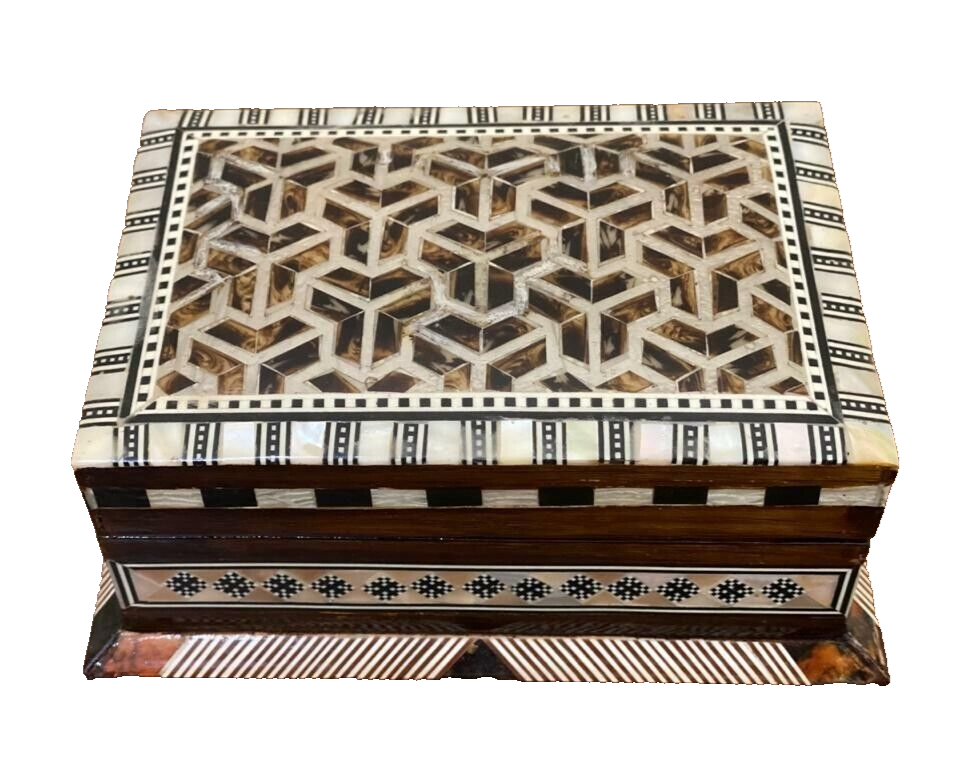 Handmade Wooden Jewelry Box Wood Trinket Storage Wood Box Mother of Pearl Inlay