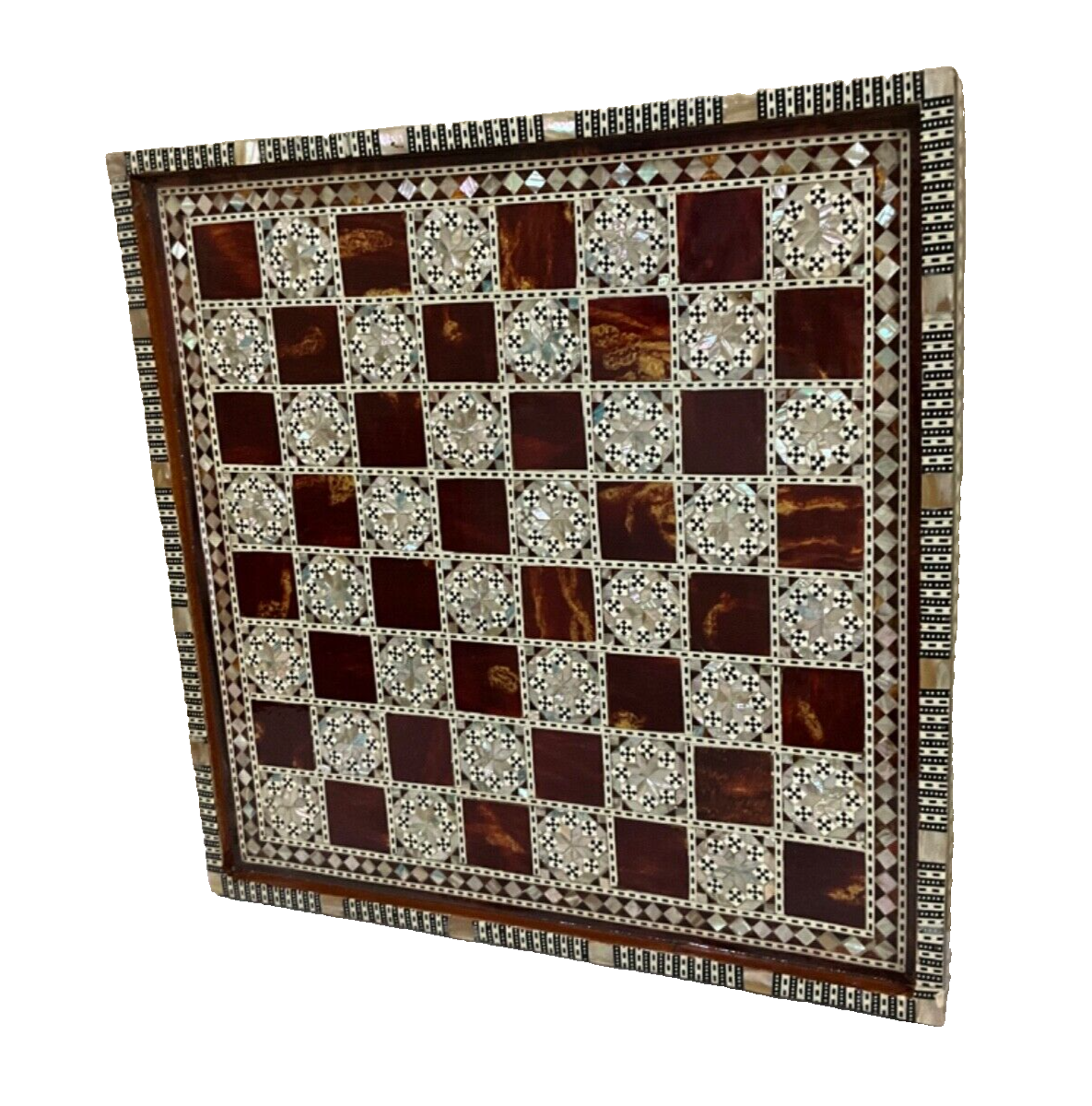 Handmade Wooden Chess Board, Wood Chess Board, Game Board, Mother of Pearl Inlay