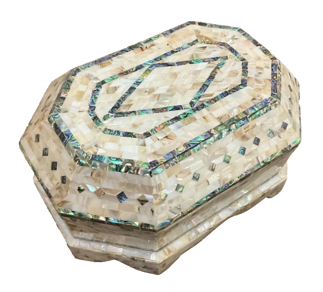 Handmade Wooden Jewelry Box Wood Trinket Storage Wood Box Mother of Pearl Inlay