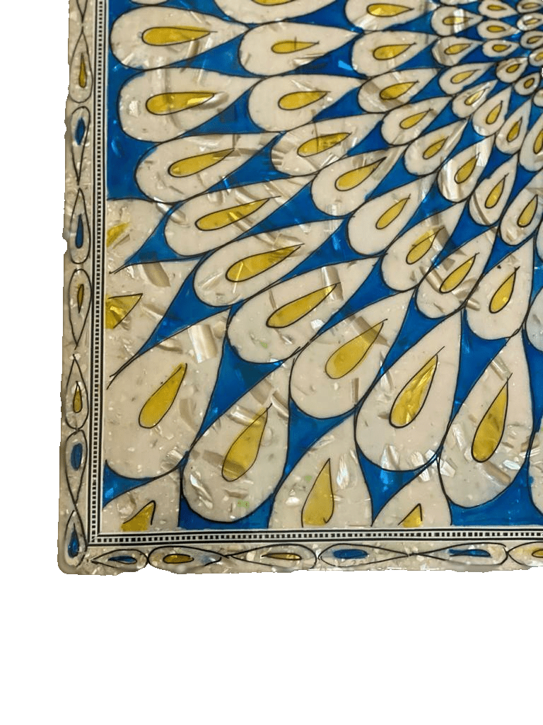 Handmade Wooden End Table Carving Wood Table Home Decor Mother of Pearl Inlay - Laila Hand Made Gifts