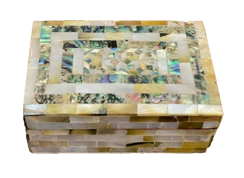 Handmade Wooden Jewelry Box Wood Trinket Storage Wood Box Mother of Pearl Inlay