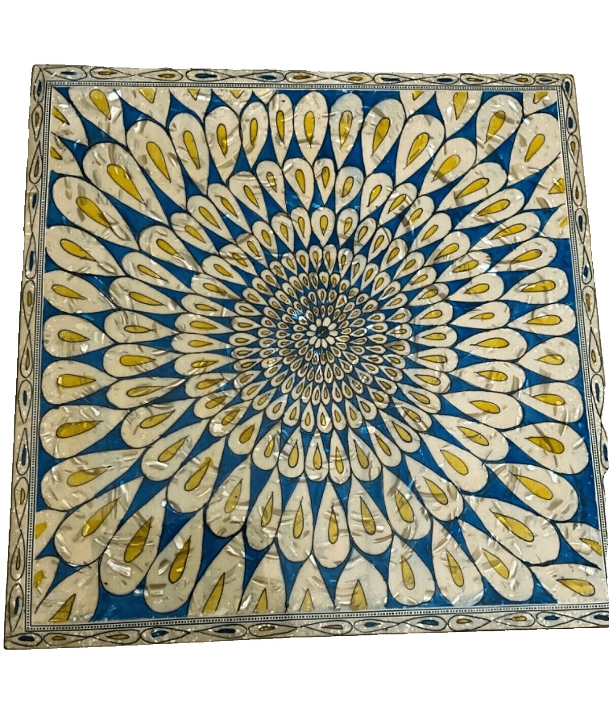 Handmade Wooden End Table Carving Wood Table Home Decor Mother of Pearl Inlay - Laila Hand Made Gifts