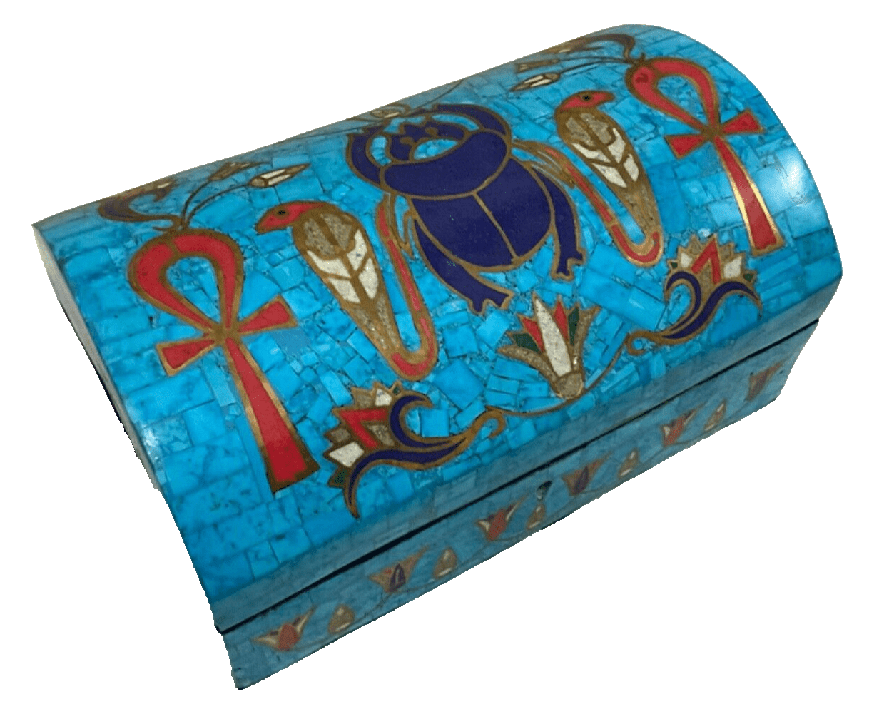 Handmade Antique Wood Jewelry Box, Gift Box, Wood Box, Inlaid Gemstones & Copper - Laila Hand Made Gifts