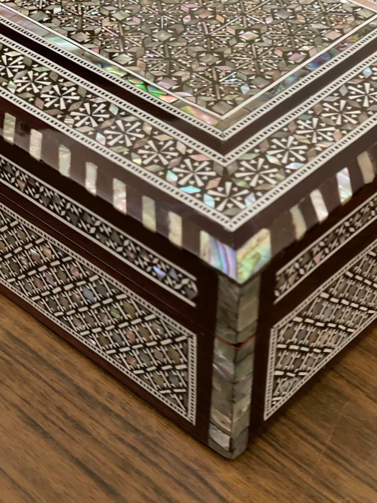 Handmade Wooden Jewelry Box Wood Trinket Storage Wood Box Mother of Pearl Inlay
