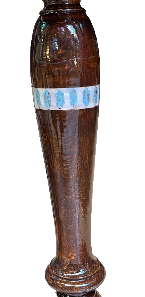 Handmade Wooden End Table Carving Wood Table Home Decor Mother of Pearl Inlay