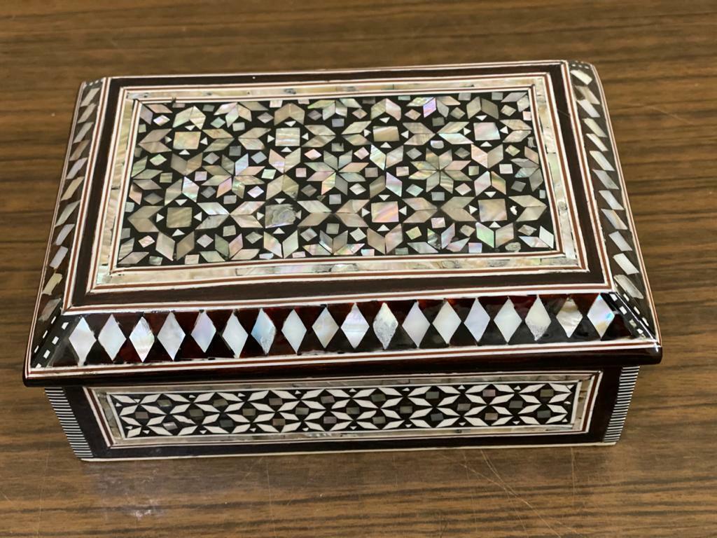 Handmade Wooden Jewelry Box Wood Trinket Storage Wood Box Mother of Pearl Inlay - Laila Hand Made Gifts