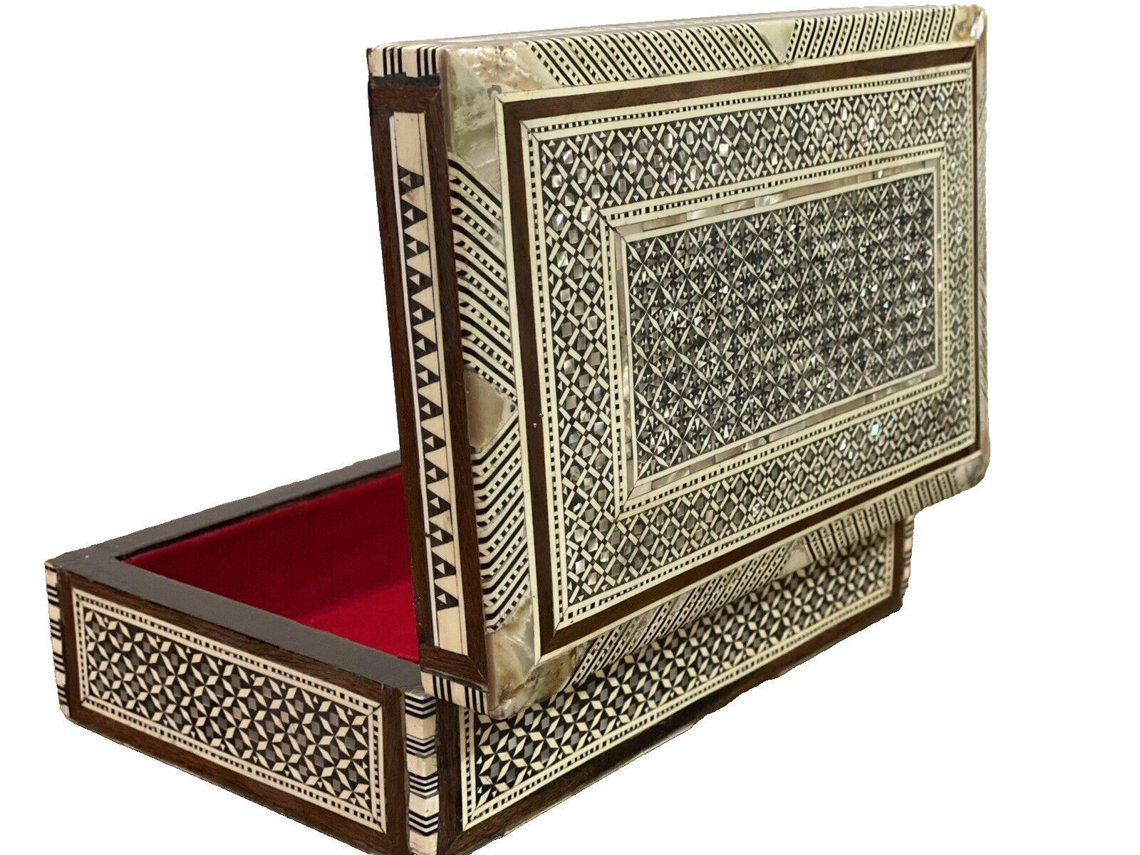 Handmade Wooden Jewelry Box Wood Trinket Storage Wood Box Mother of Pearl Inlay