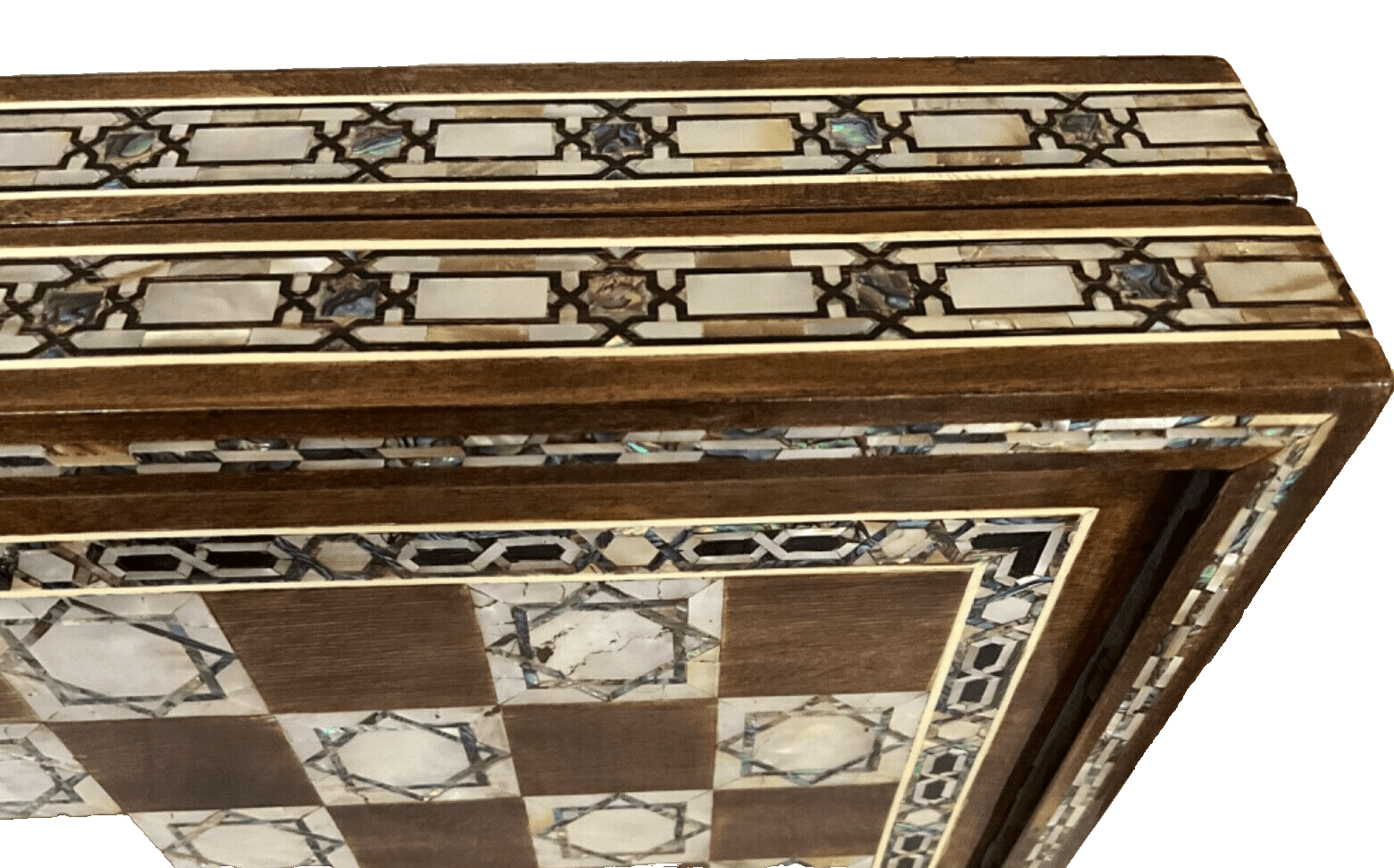 Handmade, Wooden Backgammon Board, Wood Chess Board, Mother of Pearl Inlay (20") - Laila Hand Made Gifts
