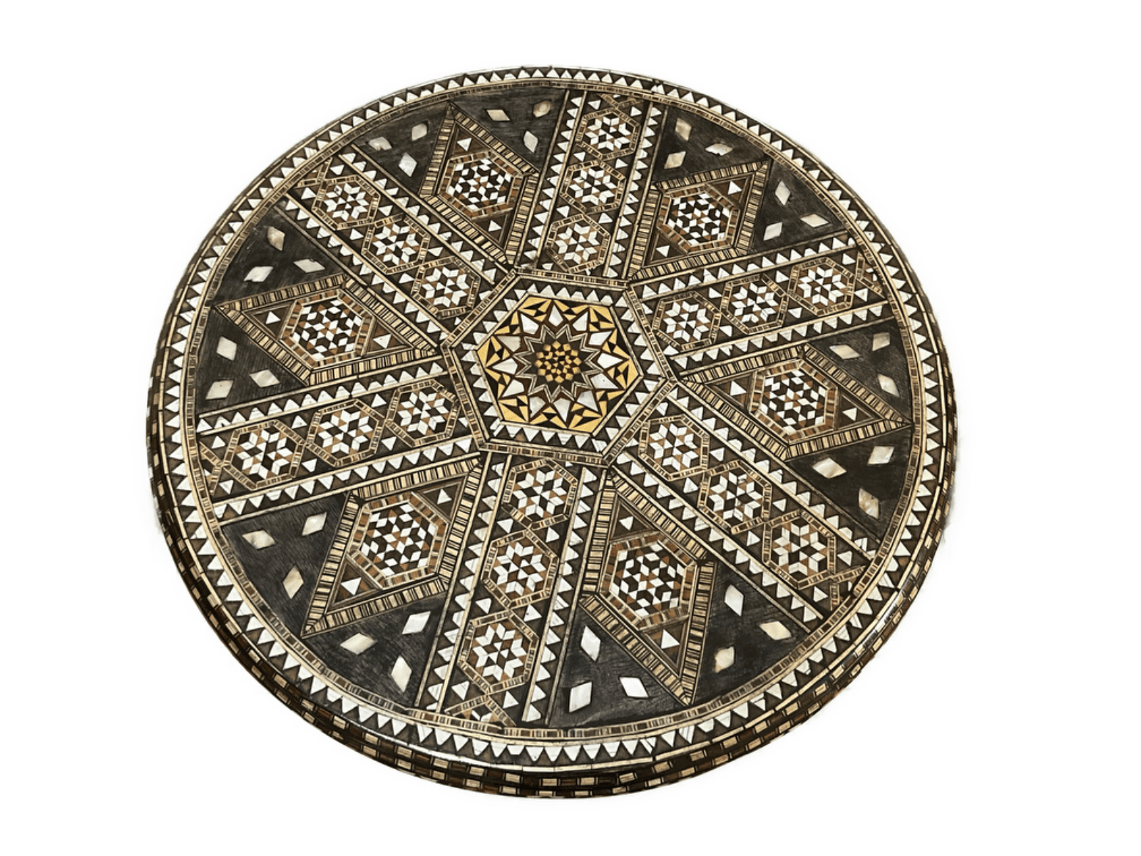 Handmade Wooden End Table Carving Wood Table Home Decor Mother of Pearl Inlay - Laila Hand Made Gifts