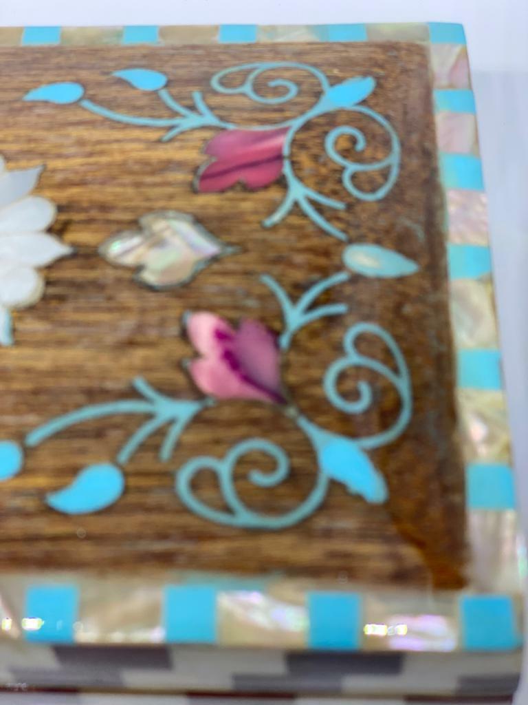 Handmade Wooden Jewelry Box Wood Trinket Storage Wood Box Mother of Pearl Inlay