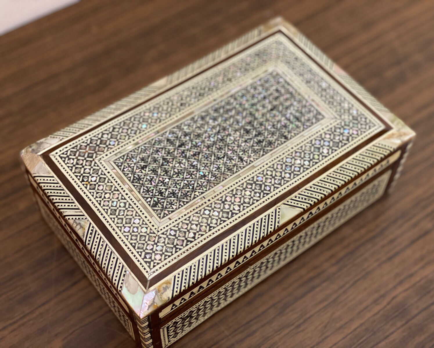 Handmade Wooden Jewelry Box Wood Trinket Storage Wood Box Mother of Pearl Inlay