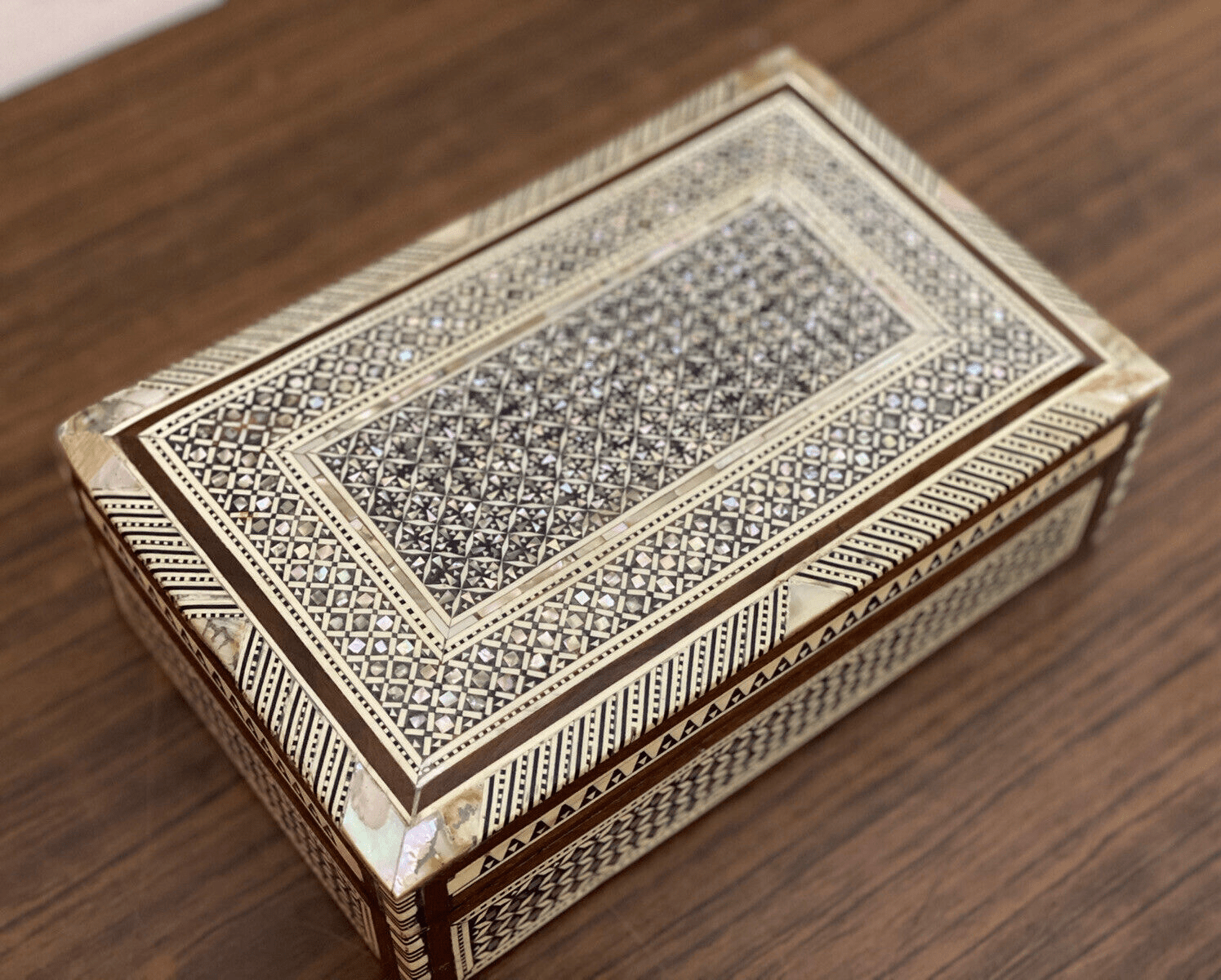 Handmade Wooden Jewelry Box Wood Trinket Storage Wood Box Mother of Pearl Inlay - Laila Hand Made Gifts