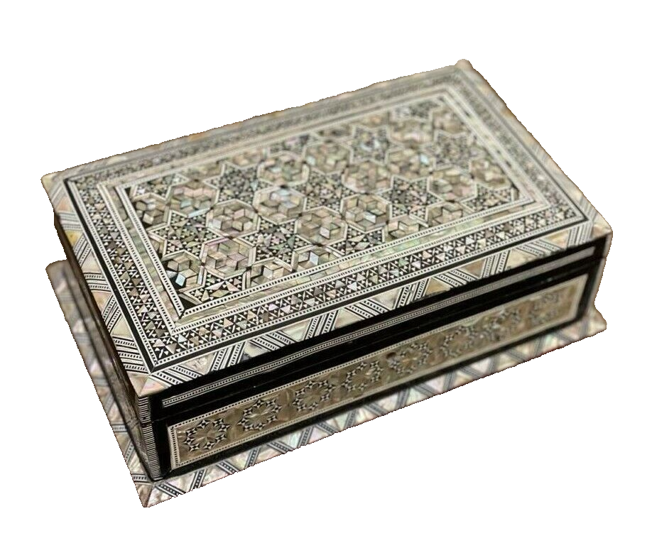 Handmade Wooden Jewelry Box Wood Trinket Storage Wood Box Mother of Pearl Inlay